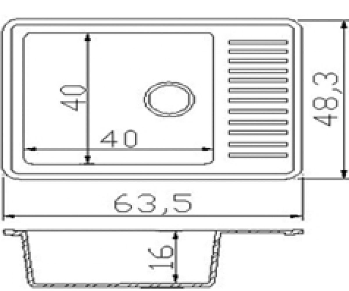 Мойка на одну чашу  64X49 SGA-806:Чертеж 