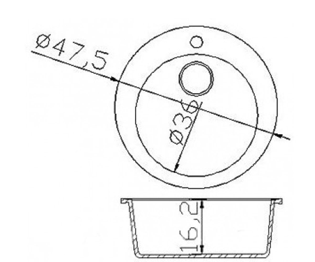 Круглая гранитная мойка  D470 SGA-350:Чертеж 