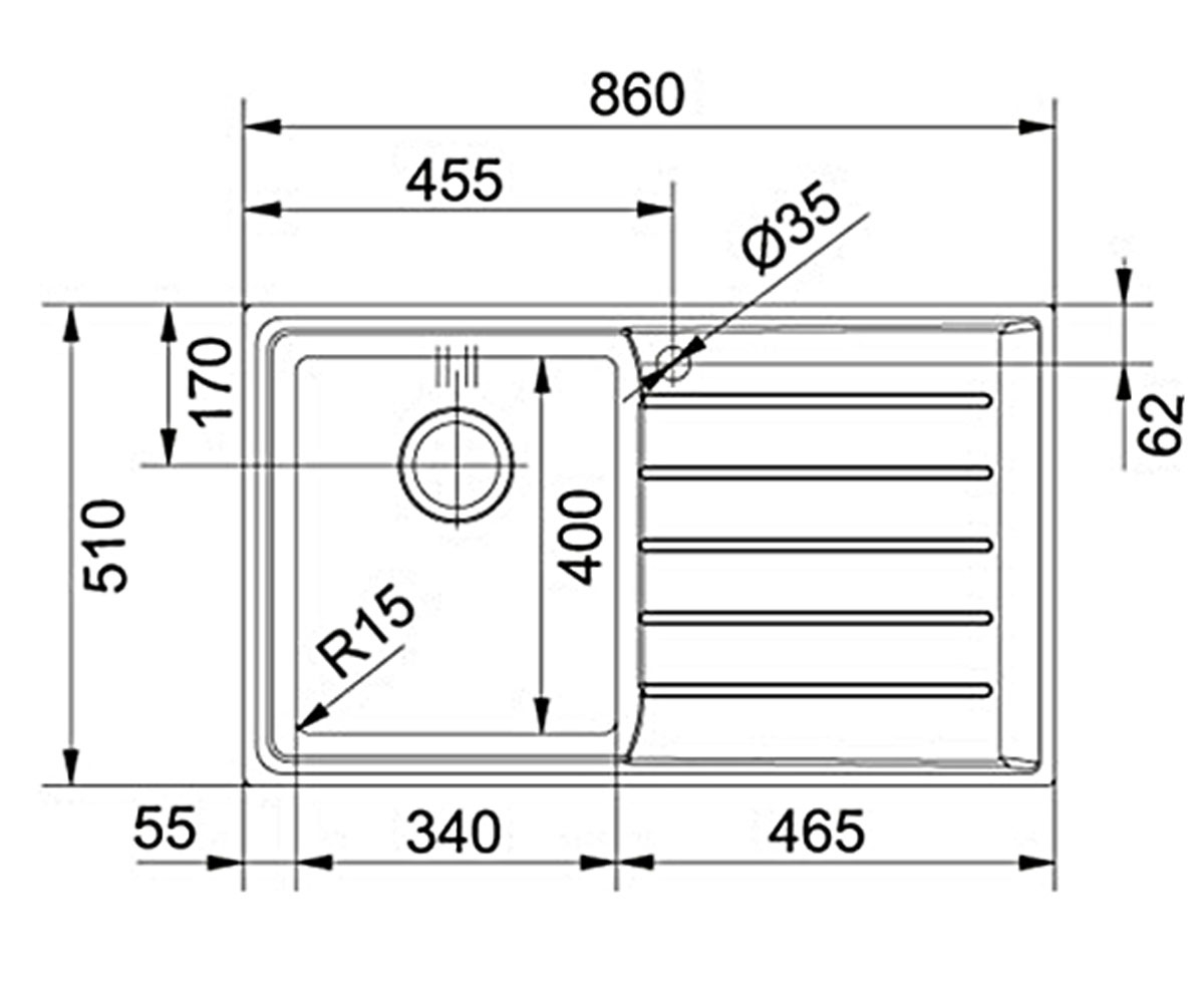 Кухонная мойка  NEPTUNE PLUS NPX 611 101.0068.368:Чертеж 