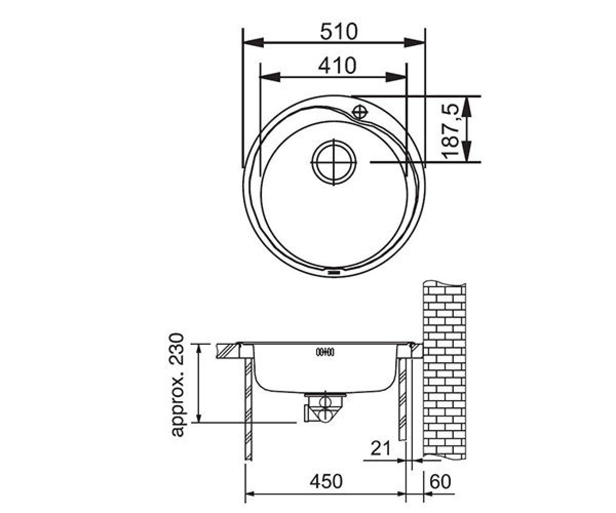 Кухонная мойка  RONDA RON 610-41 101.0255.783:Чертеж 