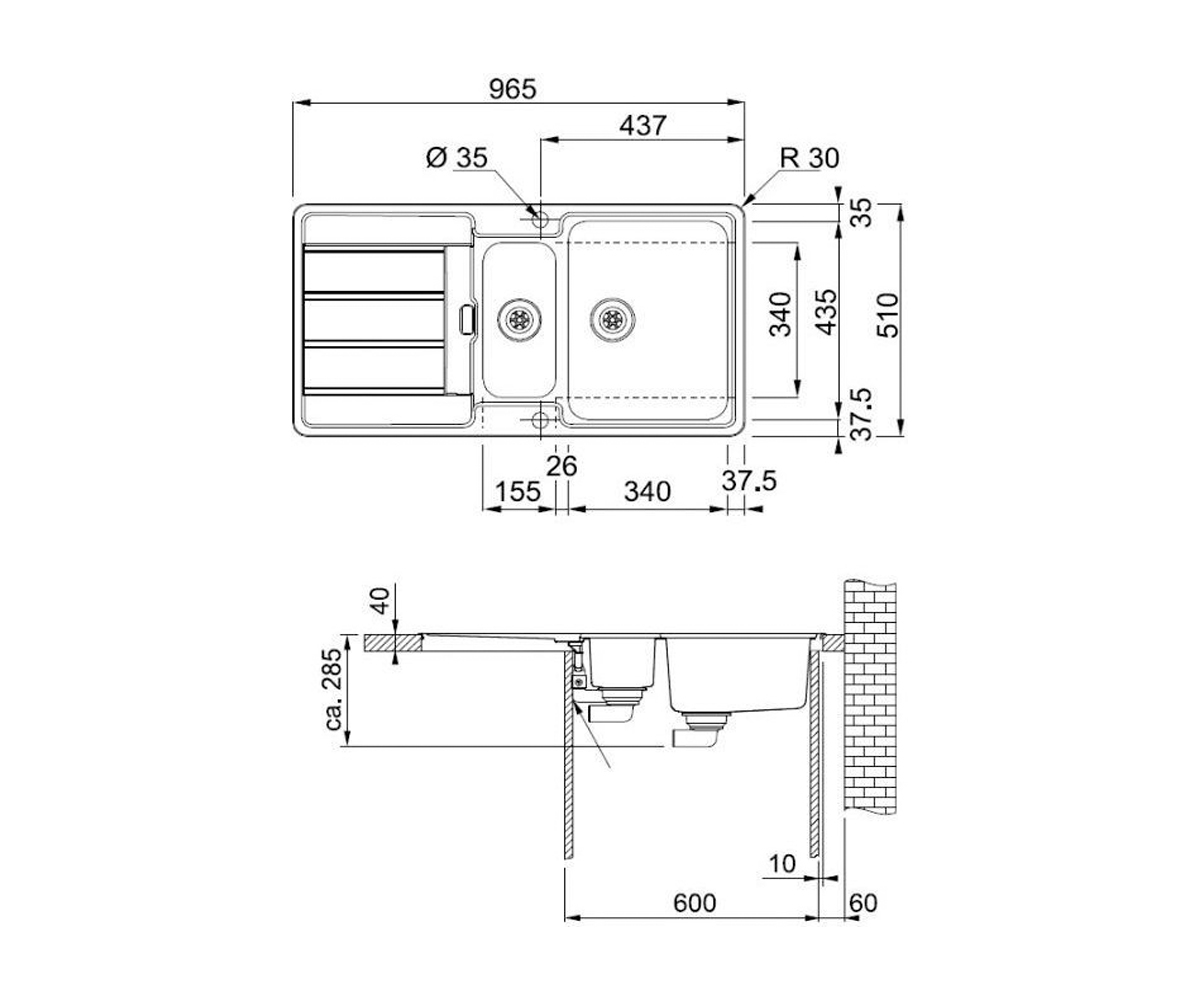 Мойка стальная  HYDROS HDX 654 101.0320.862:Чертеж 