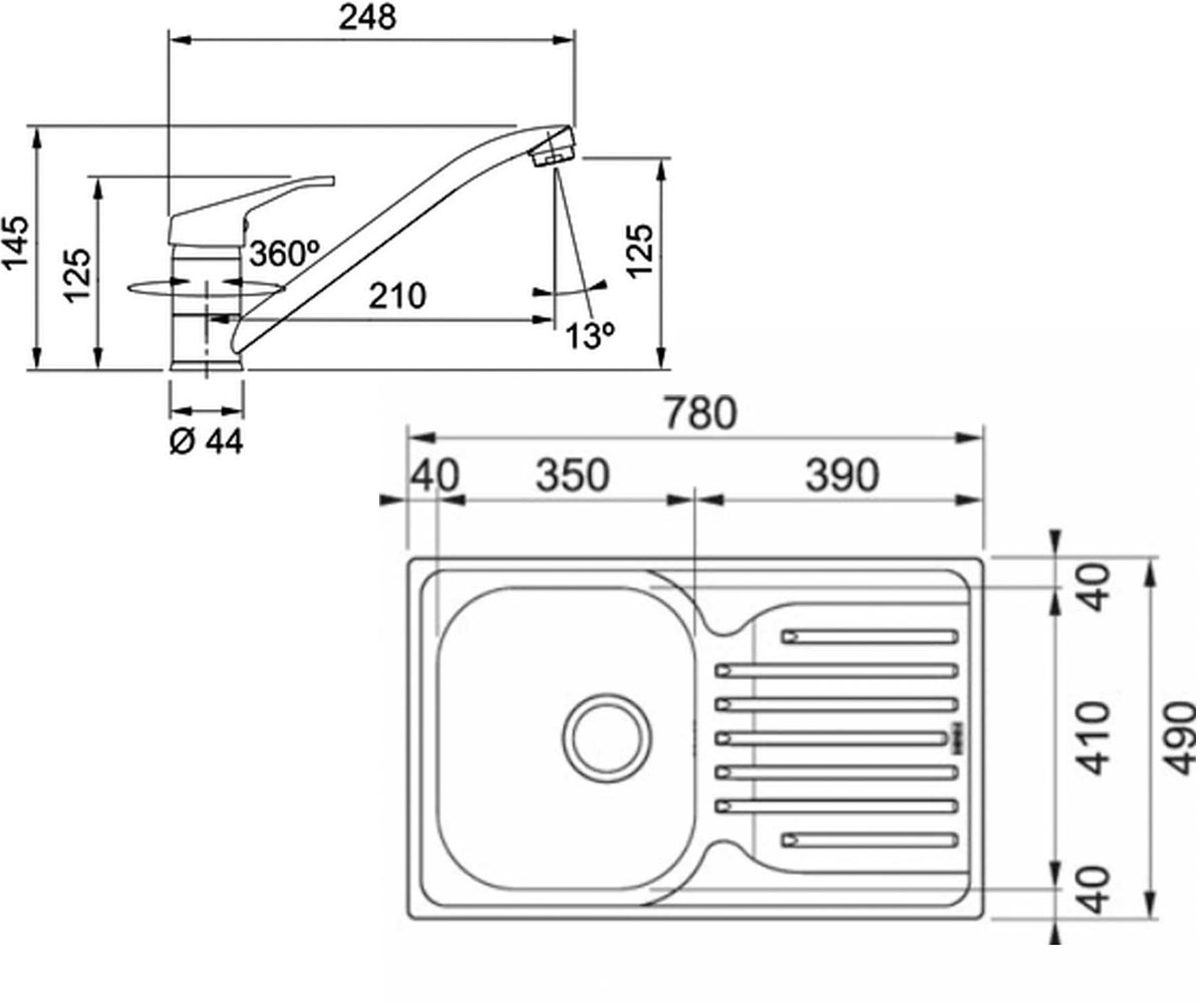 Мойка для кухни  POLAR PXL 611-78 101.0444.131:Чертеж 