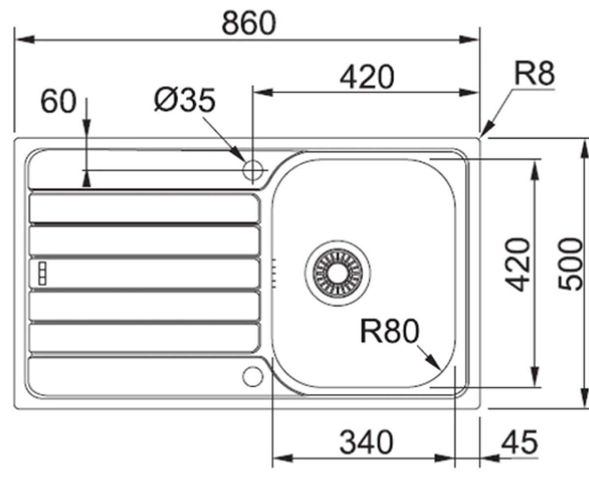 Мойка оборачиваемая  SPARK SKX 611-86 101.0510.064:Чертеж 