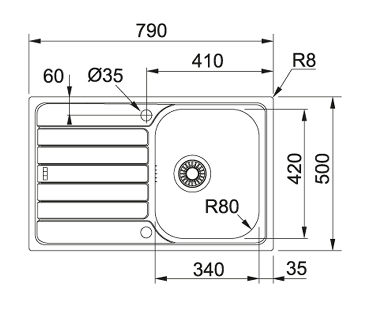 Мойка с крылом  SPARK SKL 611-79 101.0598.809:Чертеж 