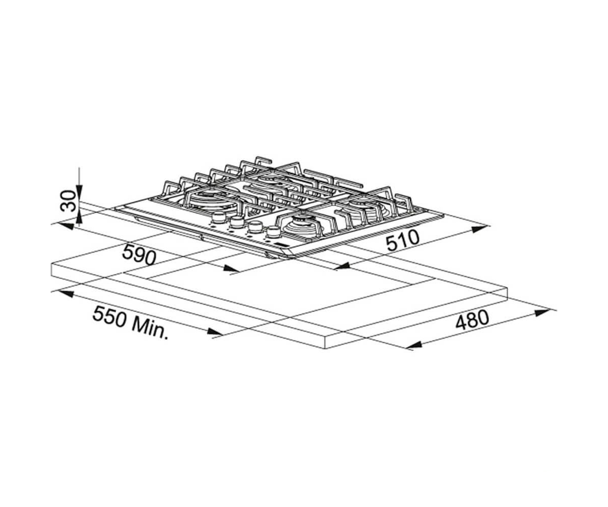 Варочная поверхность  FHM 604 3G TC SH E 106.0037.680:Чертеж 