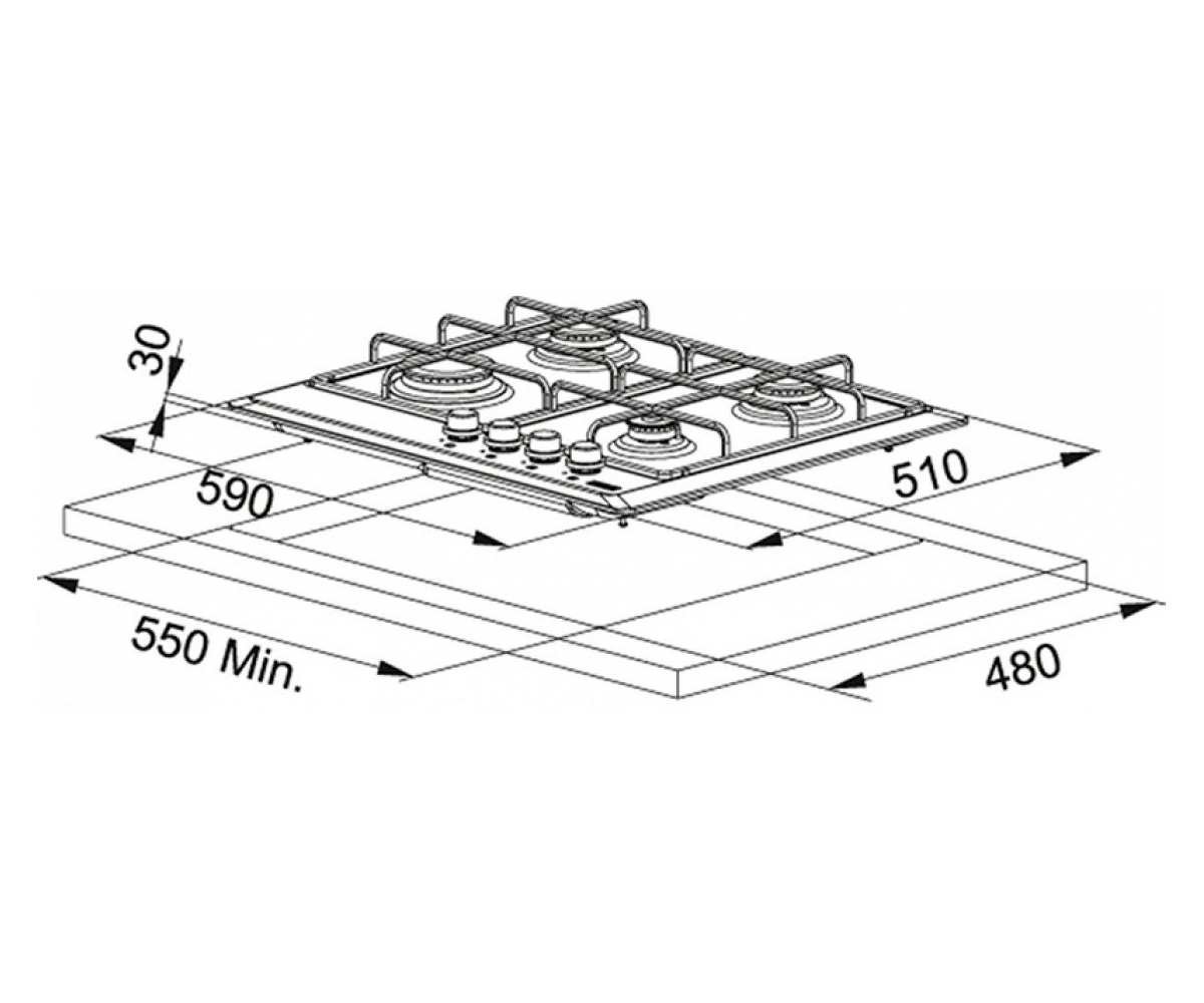 Варочная поверхность  FHM 604 3G TC GF E 106.0037.687:Чертеж 