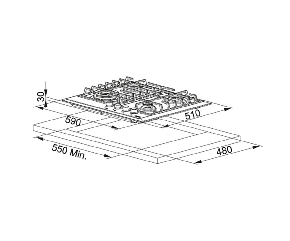 Варочная поверхность  FHM 604 3G TC WH E 106.0155.413:Чертеж 