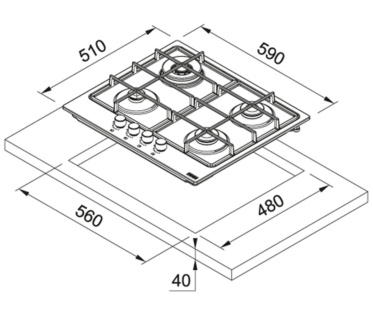 Газовая поверхность  SMART FHSM 604 4G OA E 106.0554.388:Чертеж 