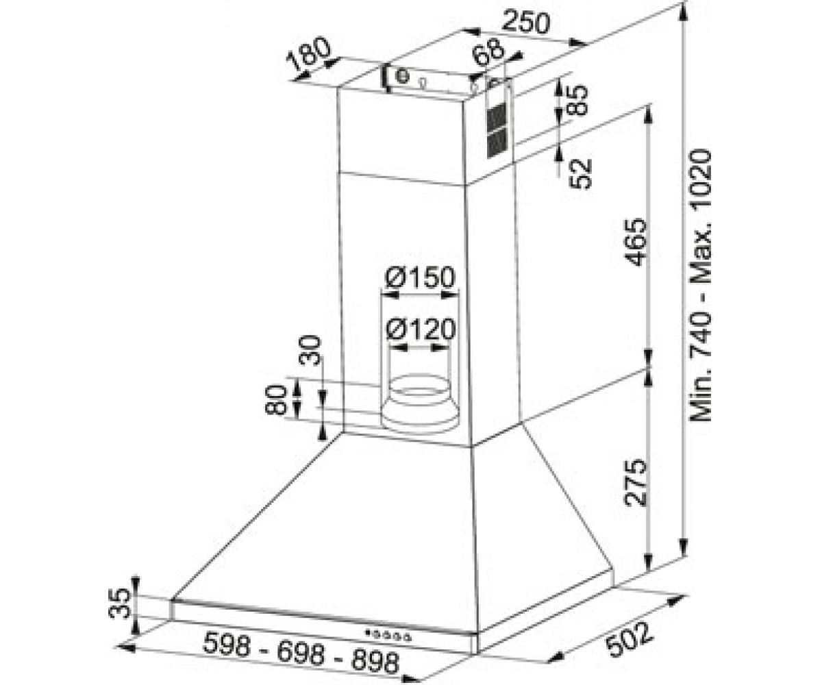 Вытяжка  FDL 664 XS 110.0017.937:Чертеж 