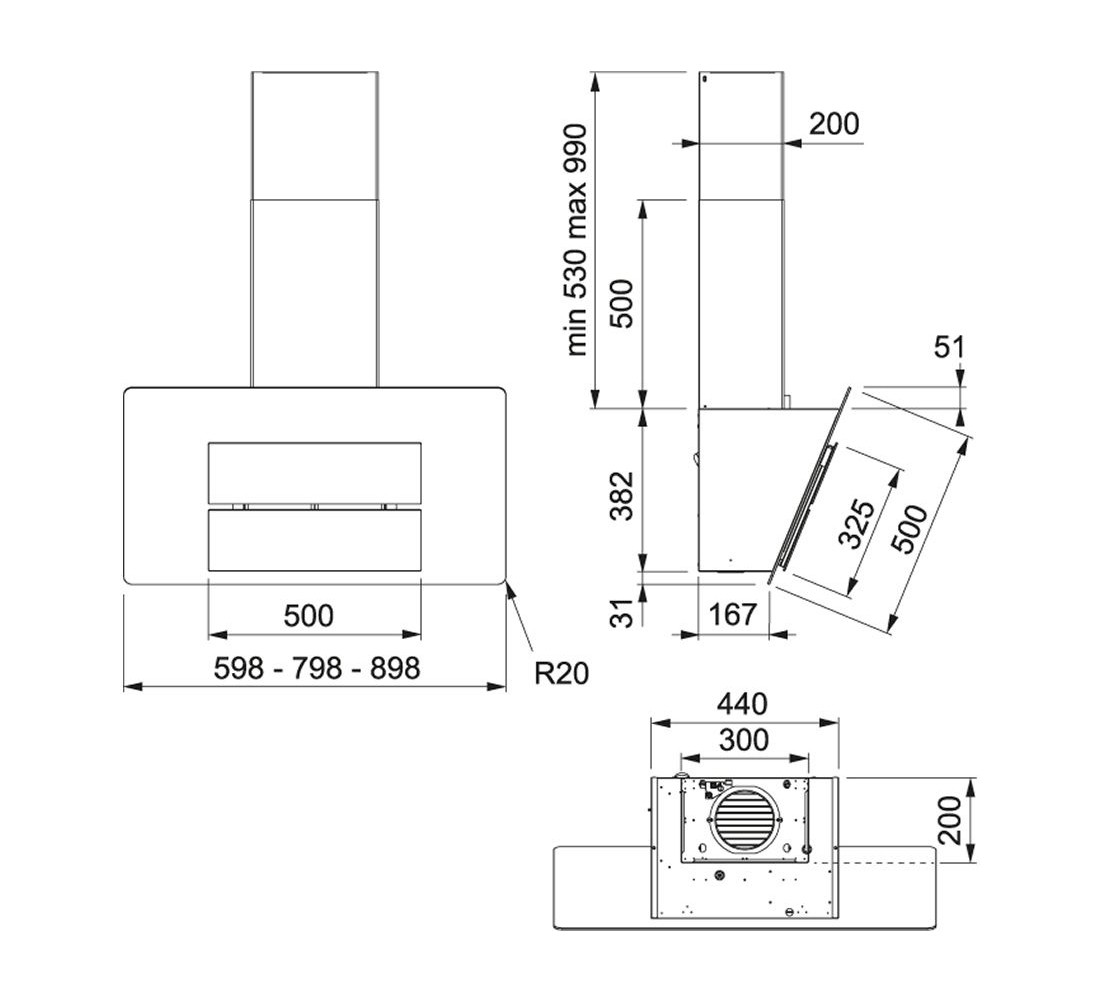 Вытяжка  MARIS FMA 605 BK 110.0437.300:Чертеж 