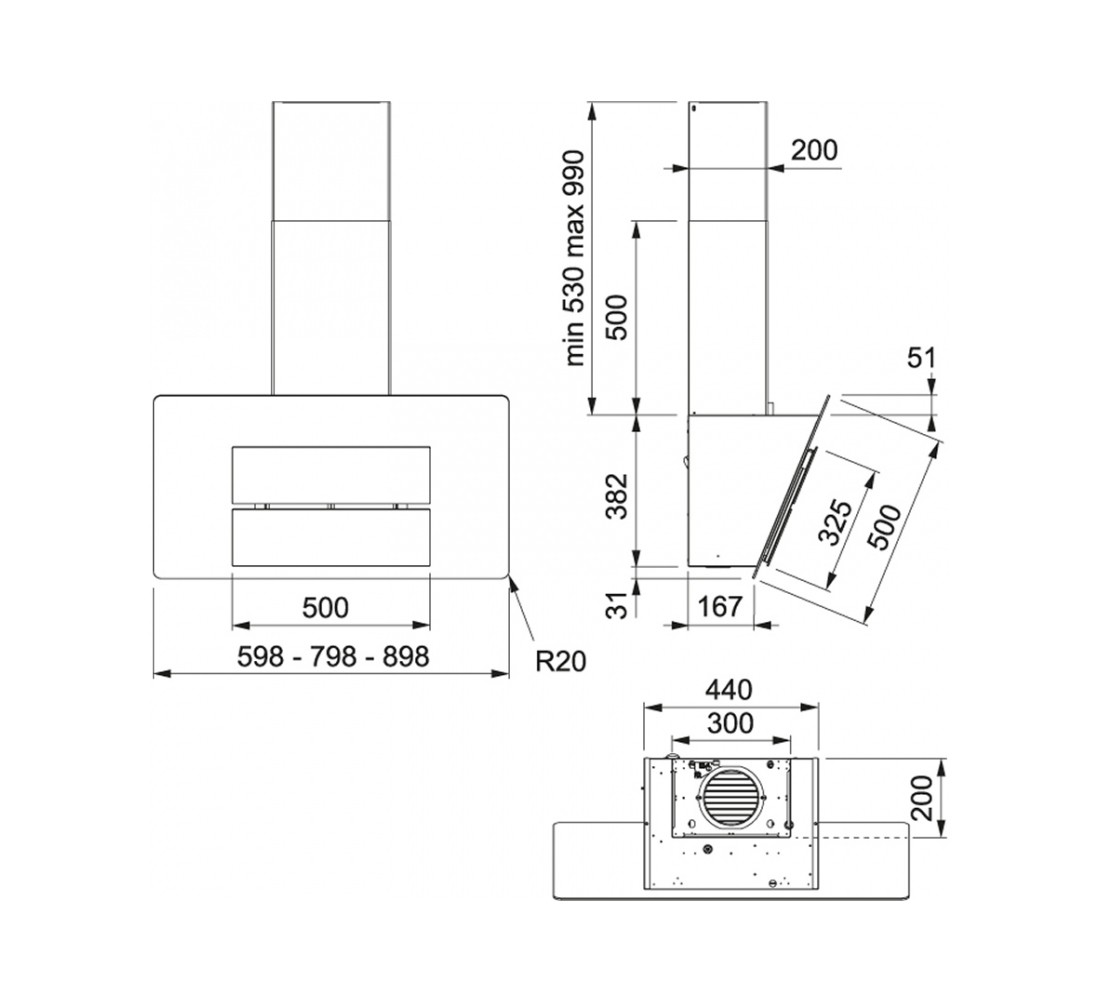 Вытяжка  MARIS FMA 905 WH 110.0437.393:Чертеж 