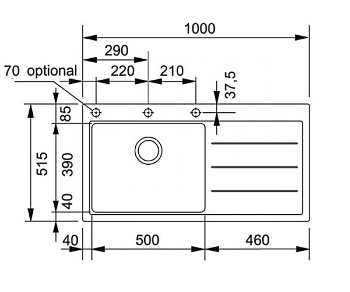 Мойка с правым крылом  MYTHOS FUSION MTF 611-100 114.0157.287:Чертеж 