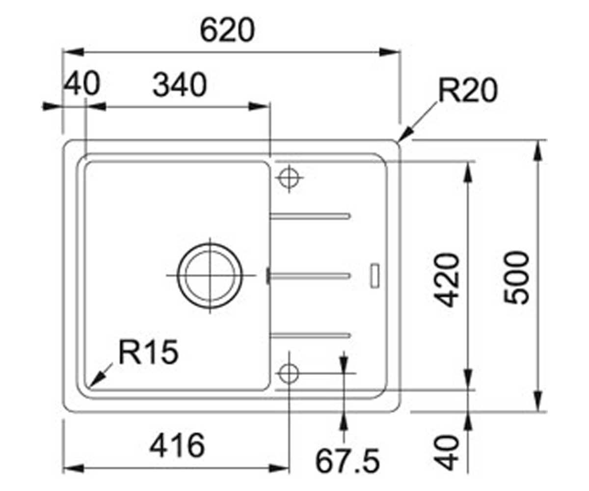 Мойка кухонная  BASIS BFG 611-62 114.0272.580:Чертеж 