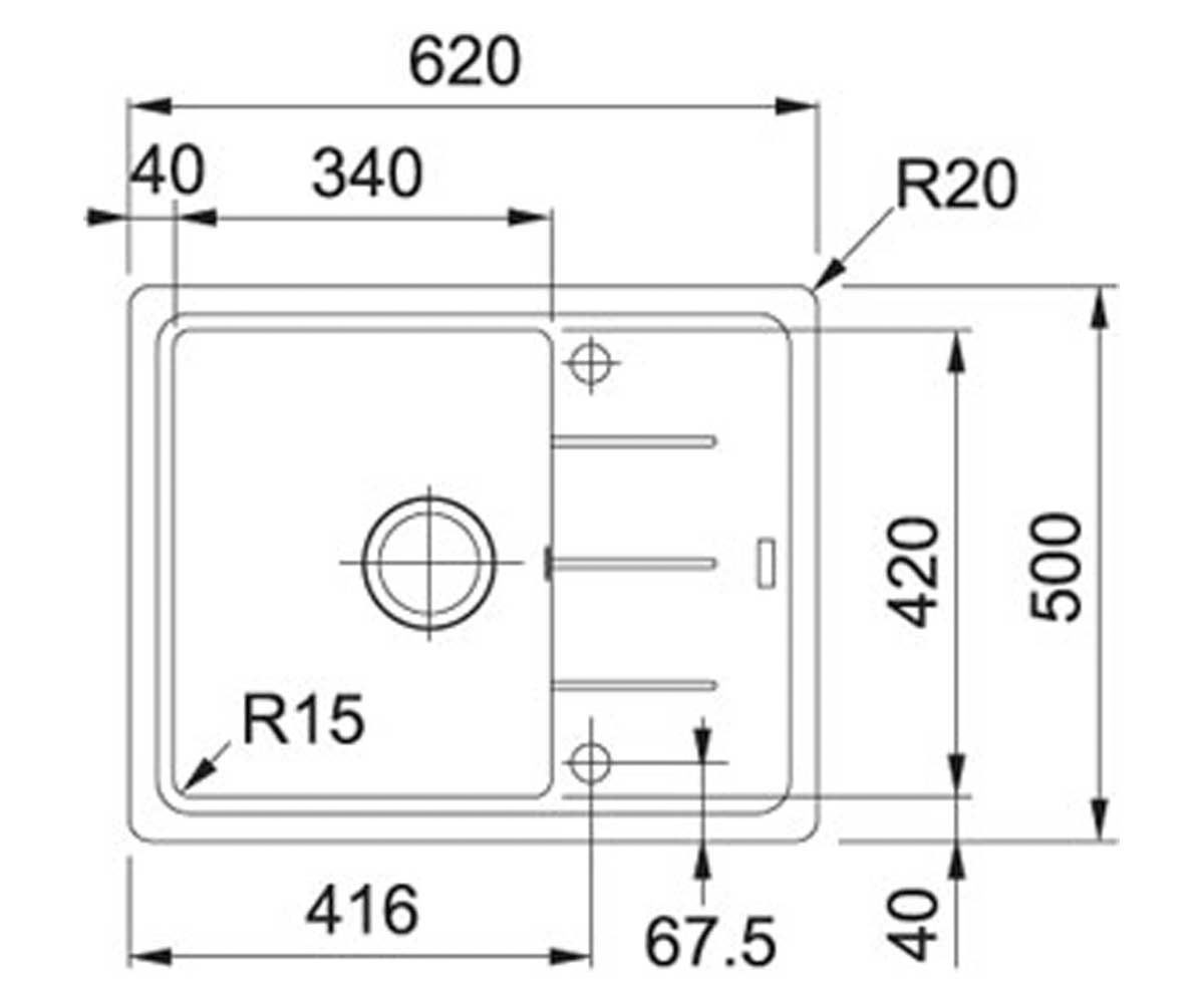 Мойка кухонная  BASIS BFG 611-62 114.0272.599:Чертеж 