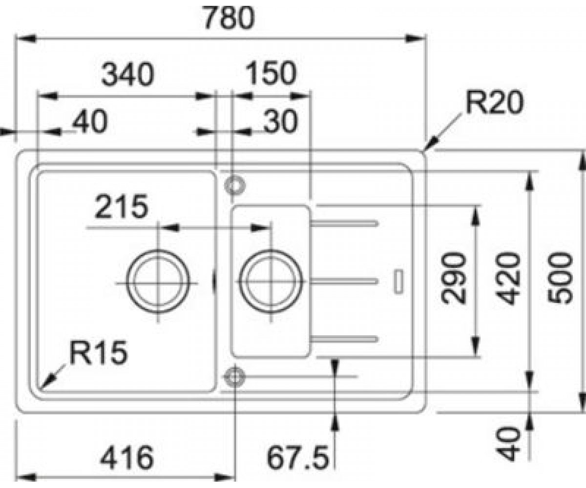 Мойка для кухни  BASIS BFG 651-78 114.0306.796:Чертеж 