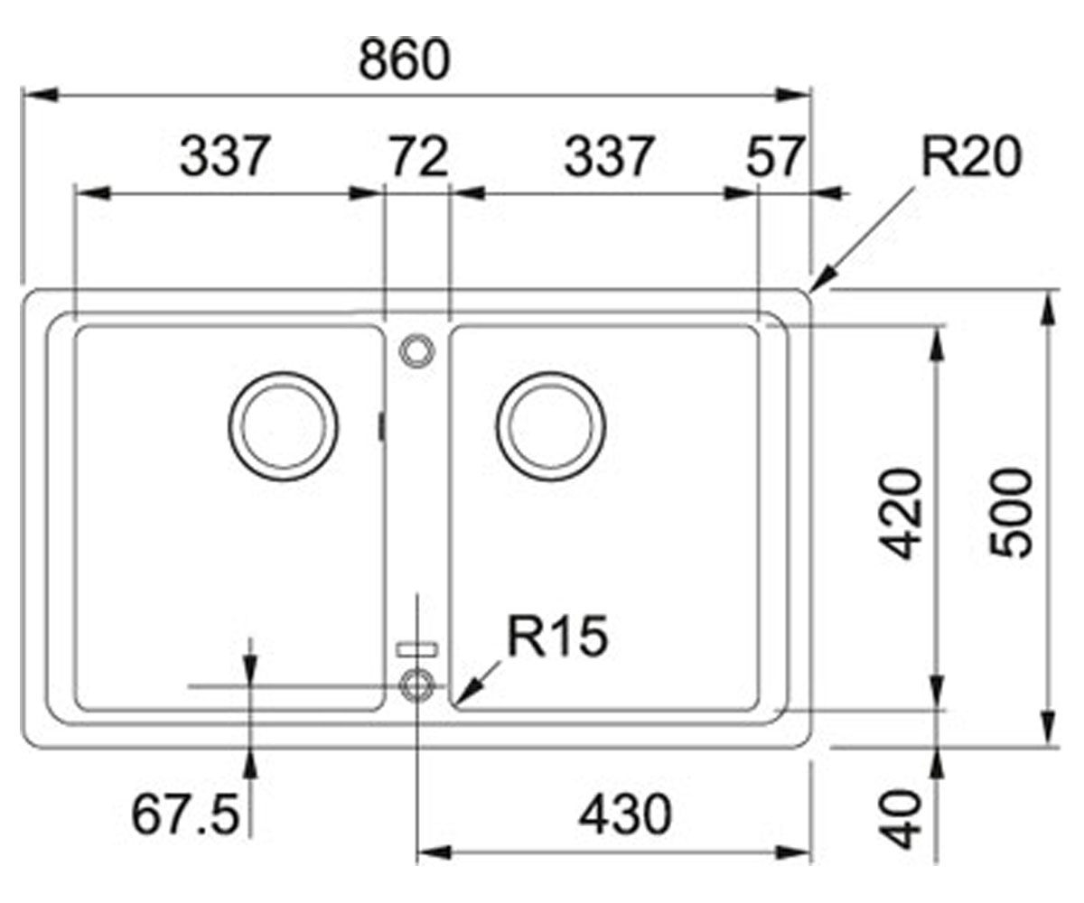 Мойка для кухни  BASIS BFG 620 114.0363.936:Чертеж 