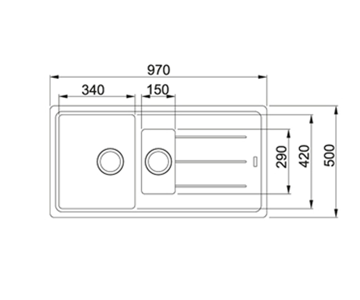 Полуторная мойка  BASIS BFG 651 114.0365.397:Чертеж 