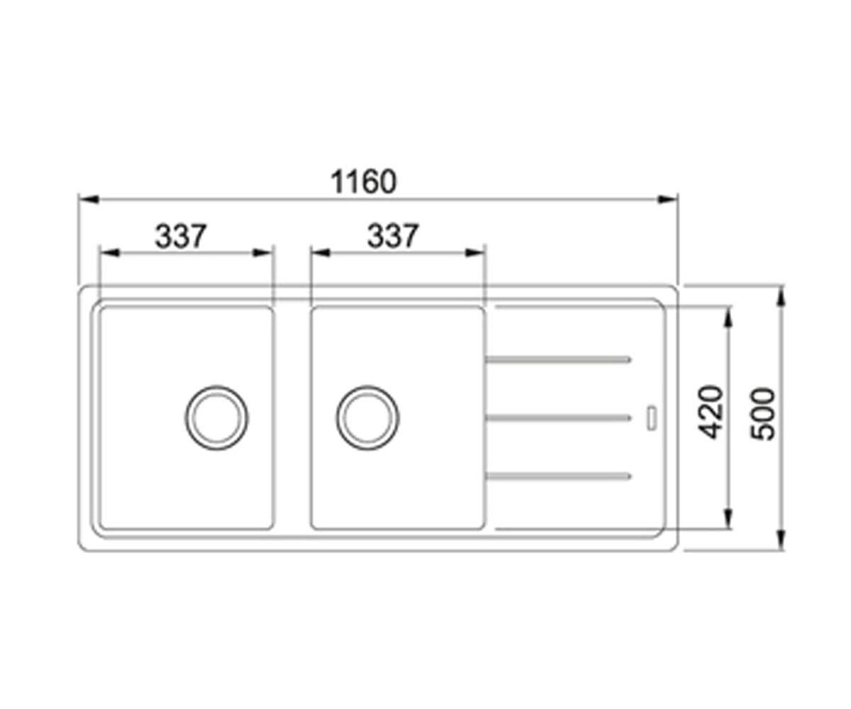 Двойная гранитная мойка  BASIS BFG 621 114.0367.620:Чертеж 
