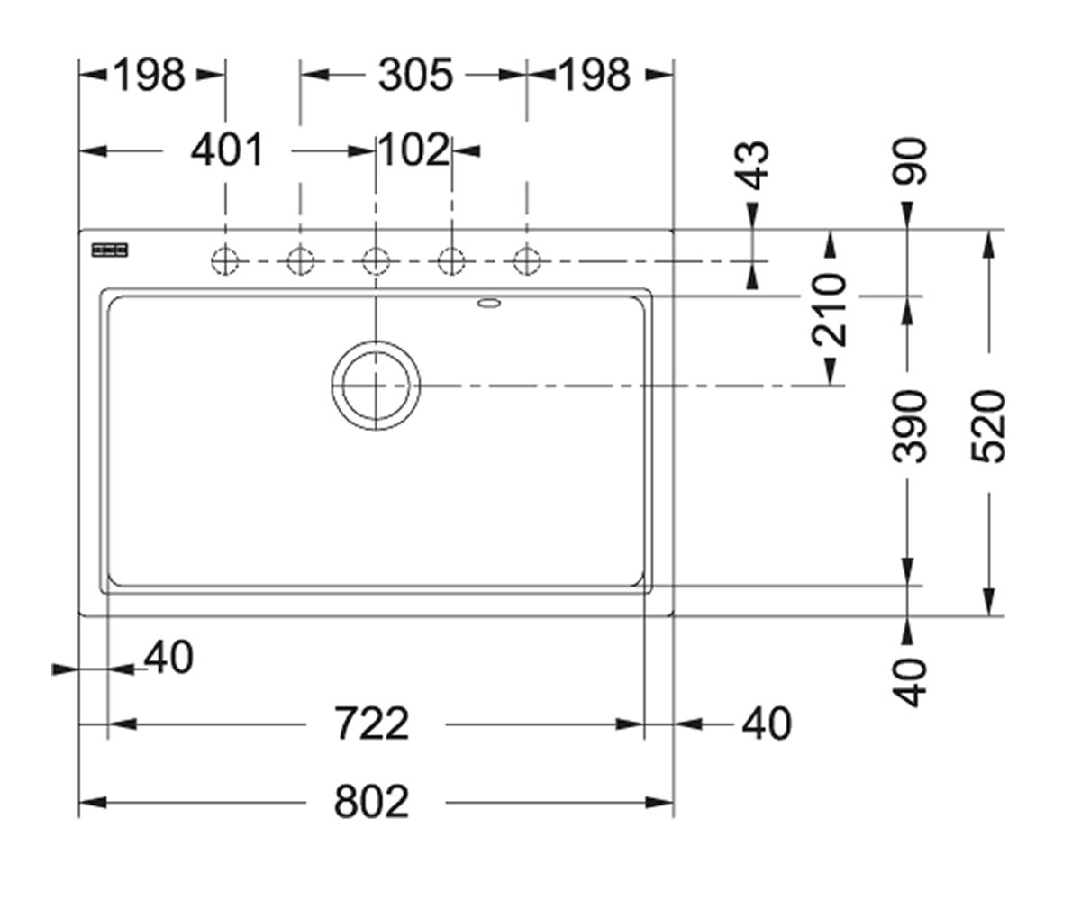 Кухонная мойка  FIJI FIG 610-80 114.0367.656:Чертеж 