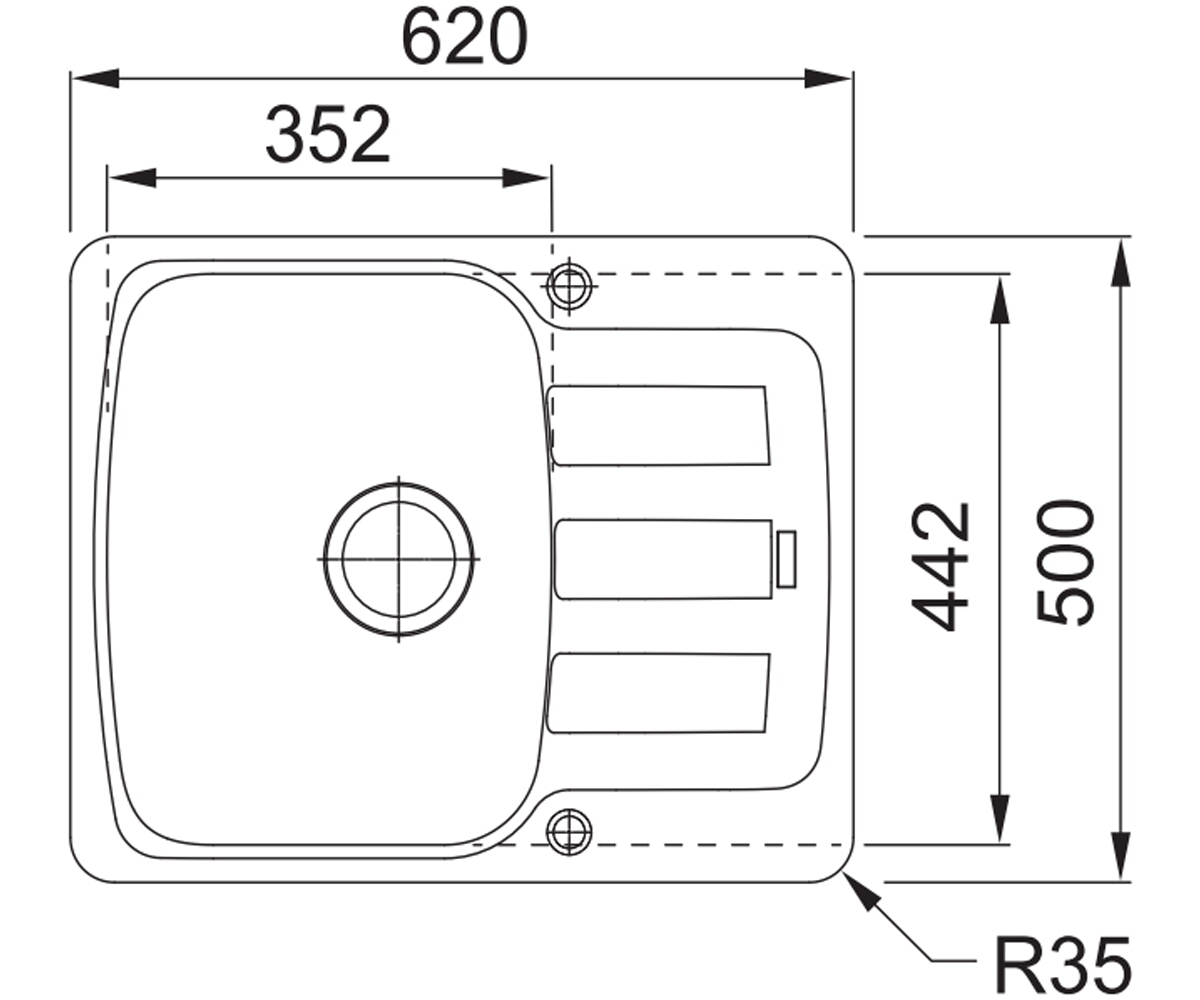Мойка для кухни  ANTEA AZG 611-62 114.0499.153:Чертеж 