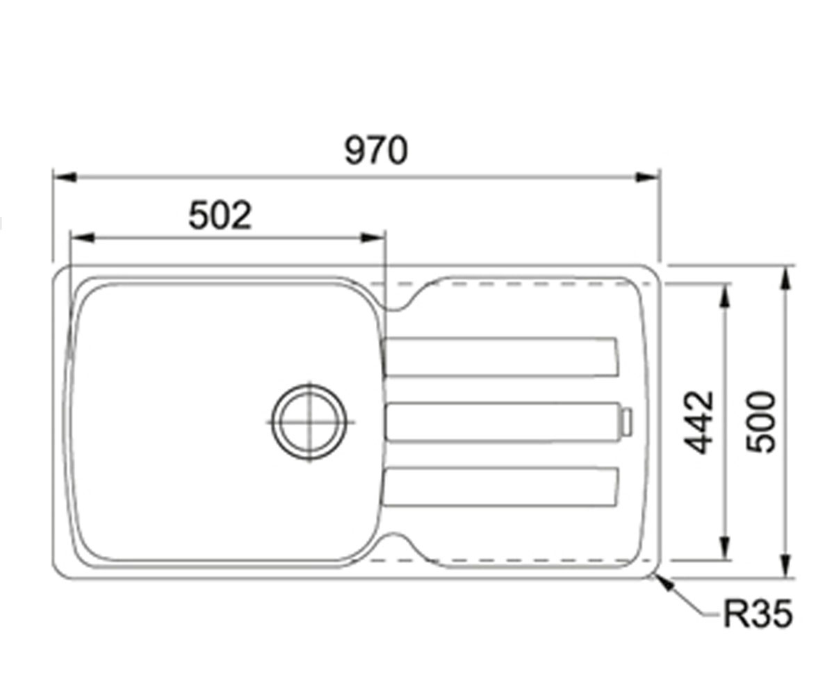 Кухонная мойка  ANTEA AZG 611-97 114.0499.211:Чертеж 