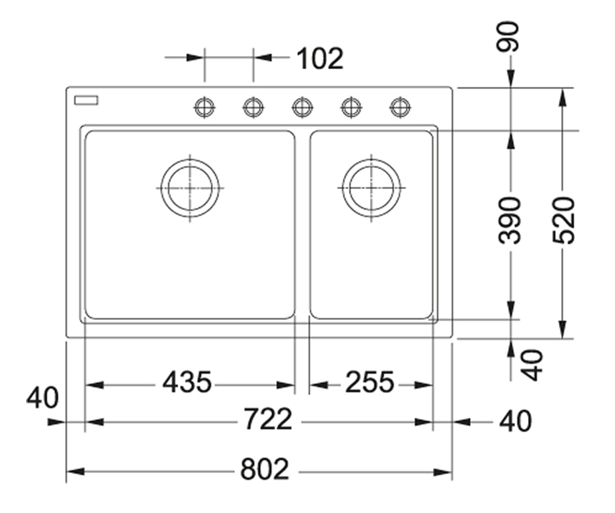 Мойка на полторы чаши  FIJI FIG 620-80 114.0618.383:Чертеж 