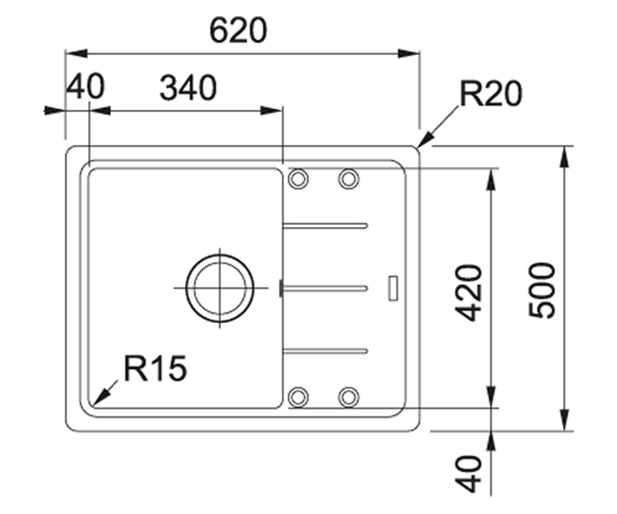 Кухонная мойка  BASIS BFG 611-62 114.0667.447:Чертеж 