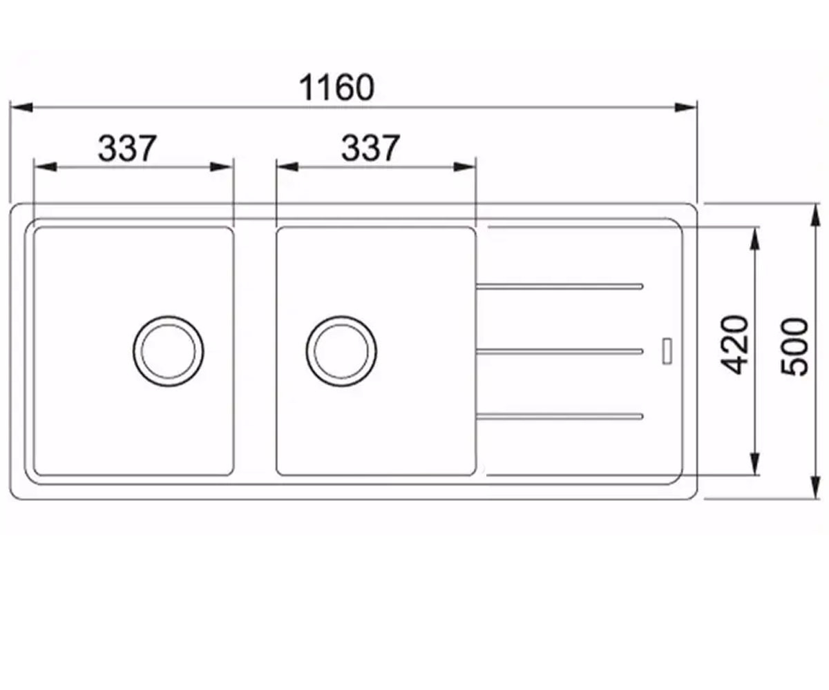 Кухонная мойка  BASIS BFG 621 114.0676.259:Чертеж 