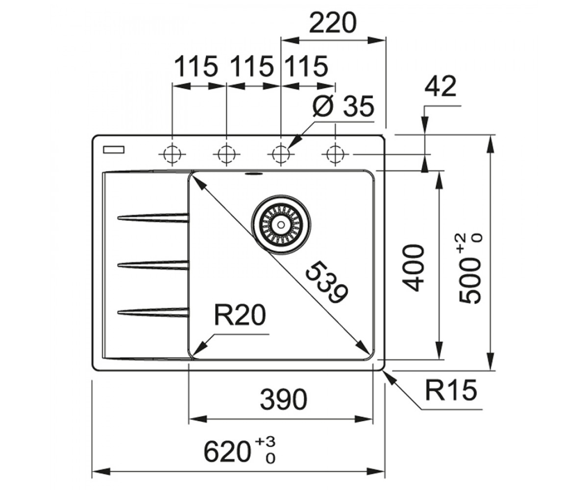 Кухонная мойка  CENTRO CNG 611-62 TL 114.0699.240:Чертеж 