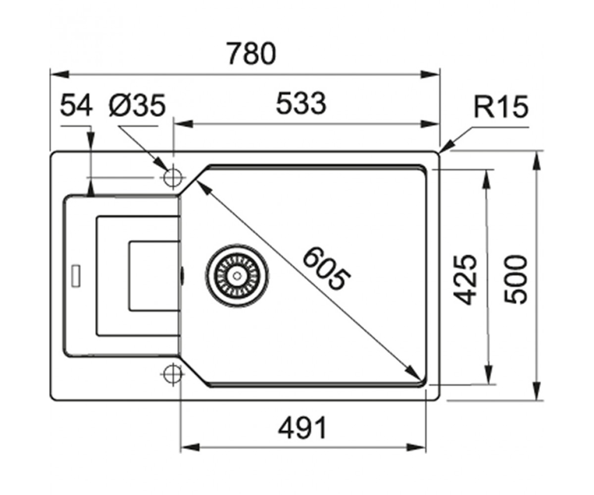 Кухонная мойка  URBAN UBG 611-78 XL 114.0716.706:Чертеж 
