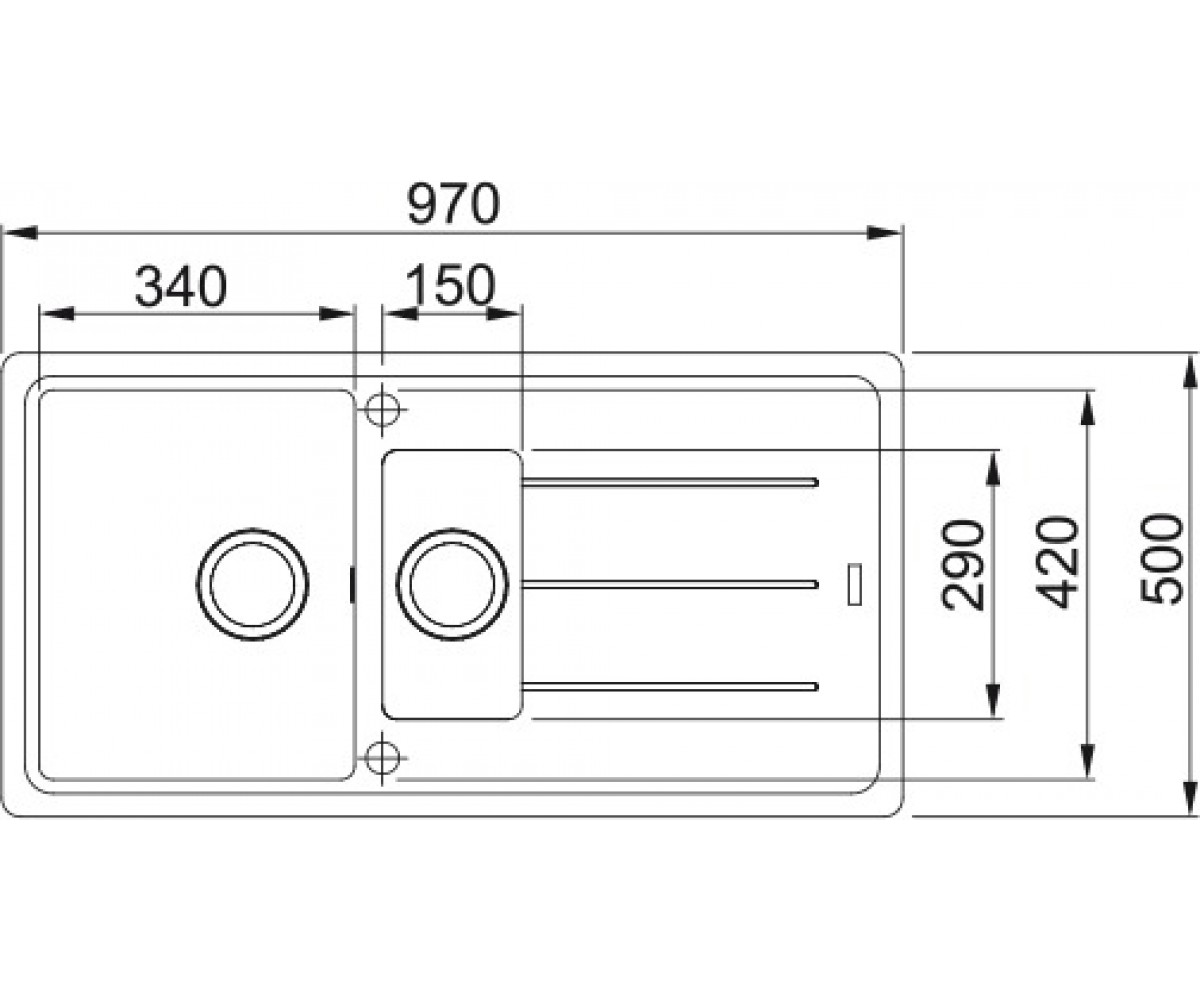 Кухонная мойка на полторы чаши  BASIS BFG 651 114.0720.001:Чертеж 