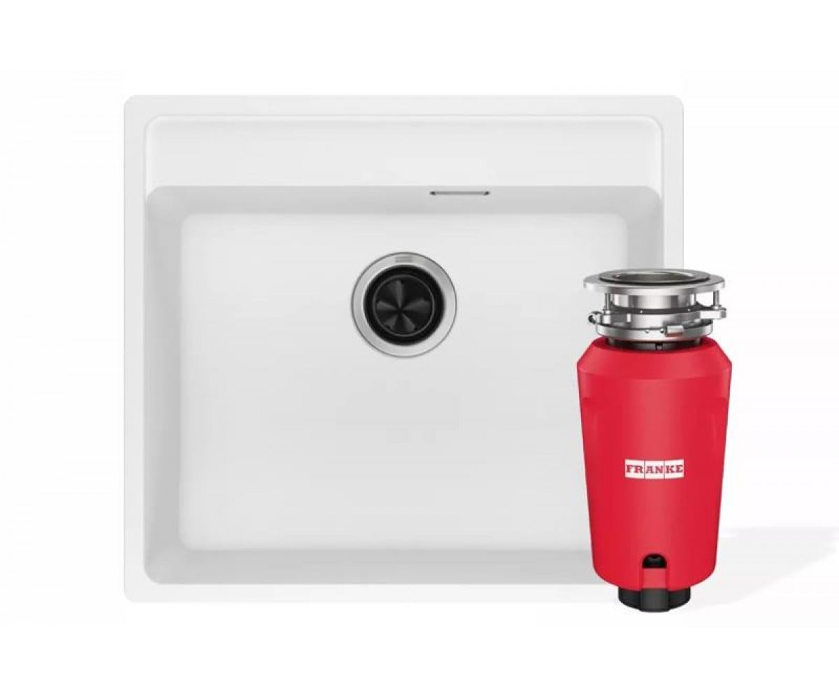Комплект - мийка MRG 610-52 TL фраграніт, білий, 114.0668.820 і подрібнювач харч. відходів SLIM 50, 134.0715.098, вкл. Сифон FRANKE  114.0763.938 114.0763.938
