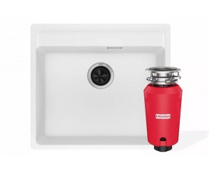 Комплект - мийка MRG 610-52 TL фраграніт, білий, 114.0668.820 і подрібнювач харч. відходів SLIM 50, 134.0715.098, вкл. Сифон FRANKE  114.0763.938