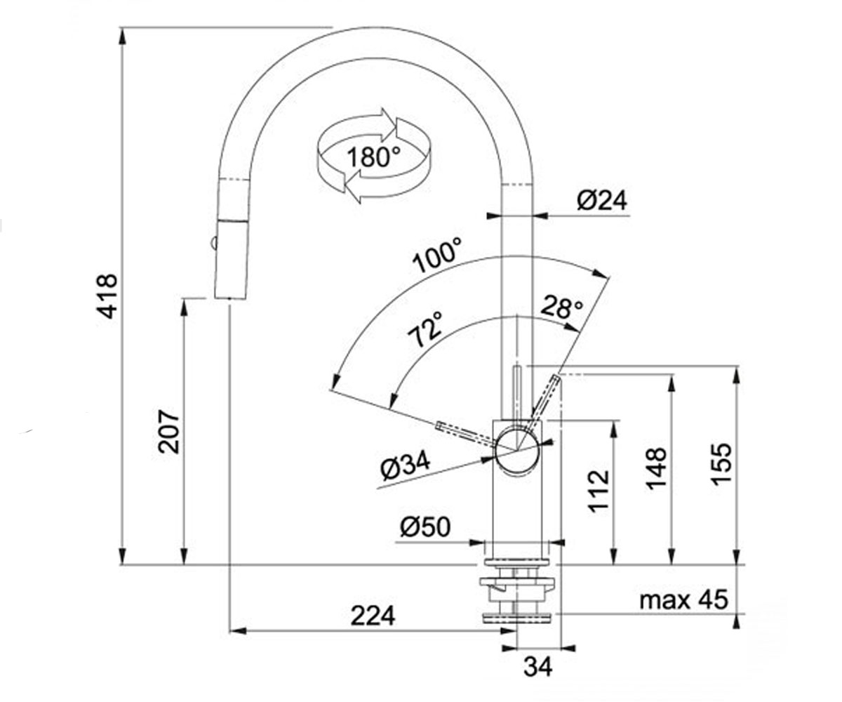 Смеситель кухонный  AMBIENT 115.0265.999:Чертеж 