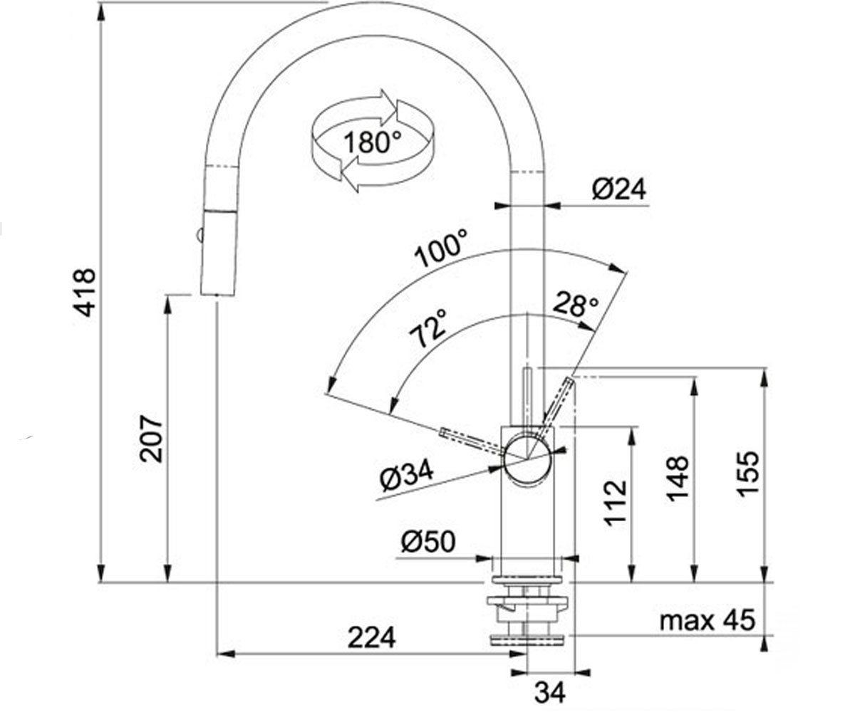 Кухонный смеситель  AMBIENT 115.0289.514:Чертеж 