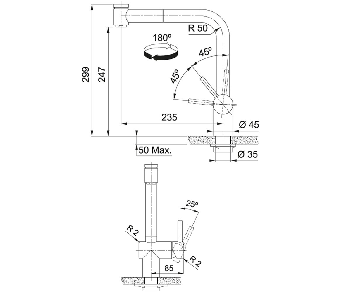 Смеситель с лейкой  ATLAS NEO PULL OUT SPRAY 115.0521.441:Чертеж 