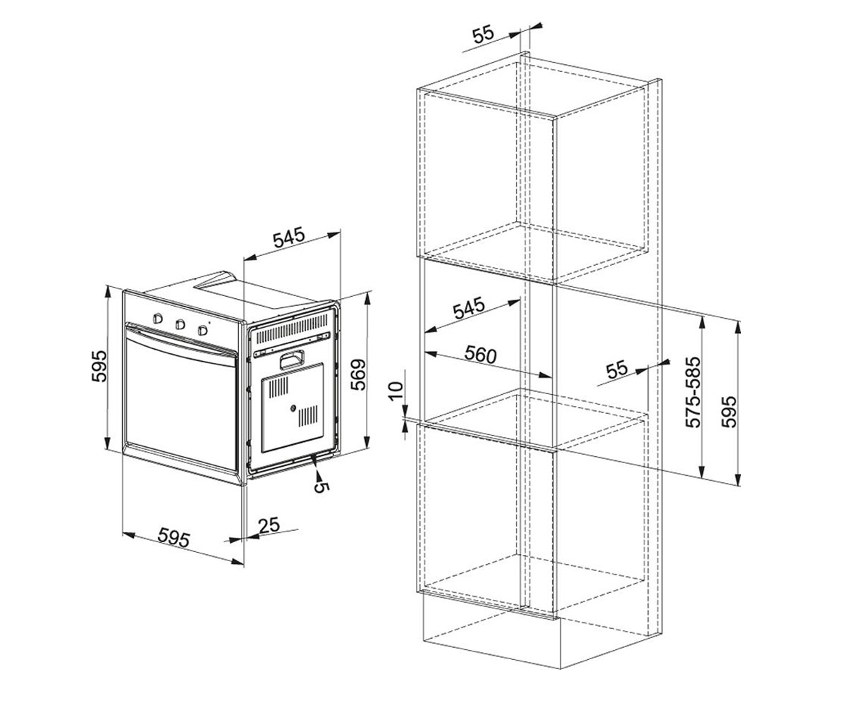 Духовой шкаф 66 л  SMART SGP 62 M WH/F 116.0541.712:Чертеж 