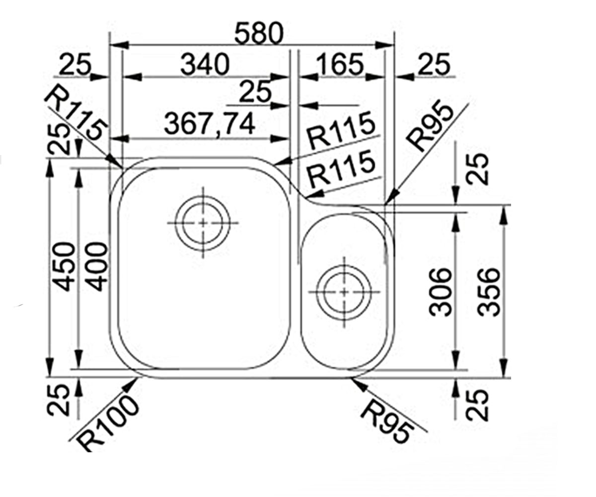 Кухонная мойка  ARMONIA AMX 160 122.0021.448:Чертеж 