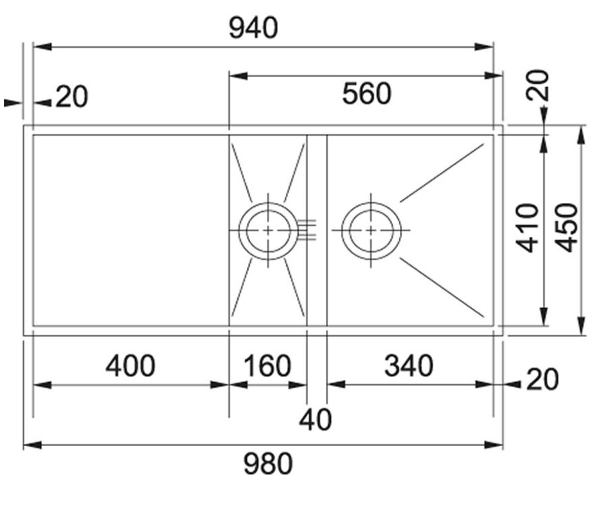 Полуторная мойка  PLANAR PPX 151 122.0198.387:Чертеж 