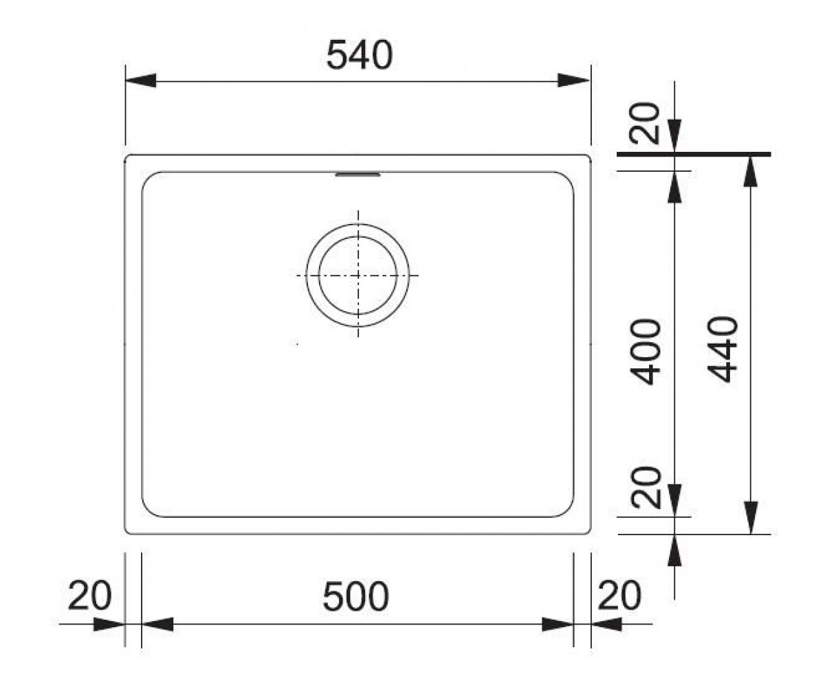 Прямоугольная мойка  KUBUS KBG 110-50 125.0459.025:Чертеж 