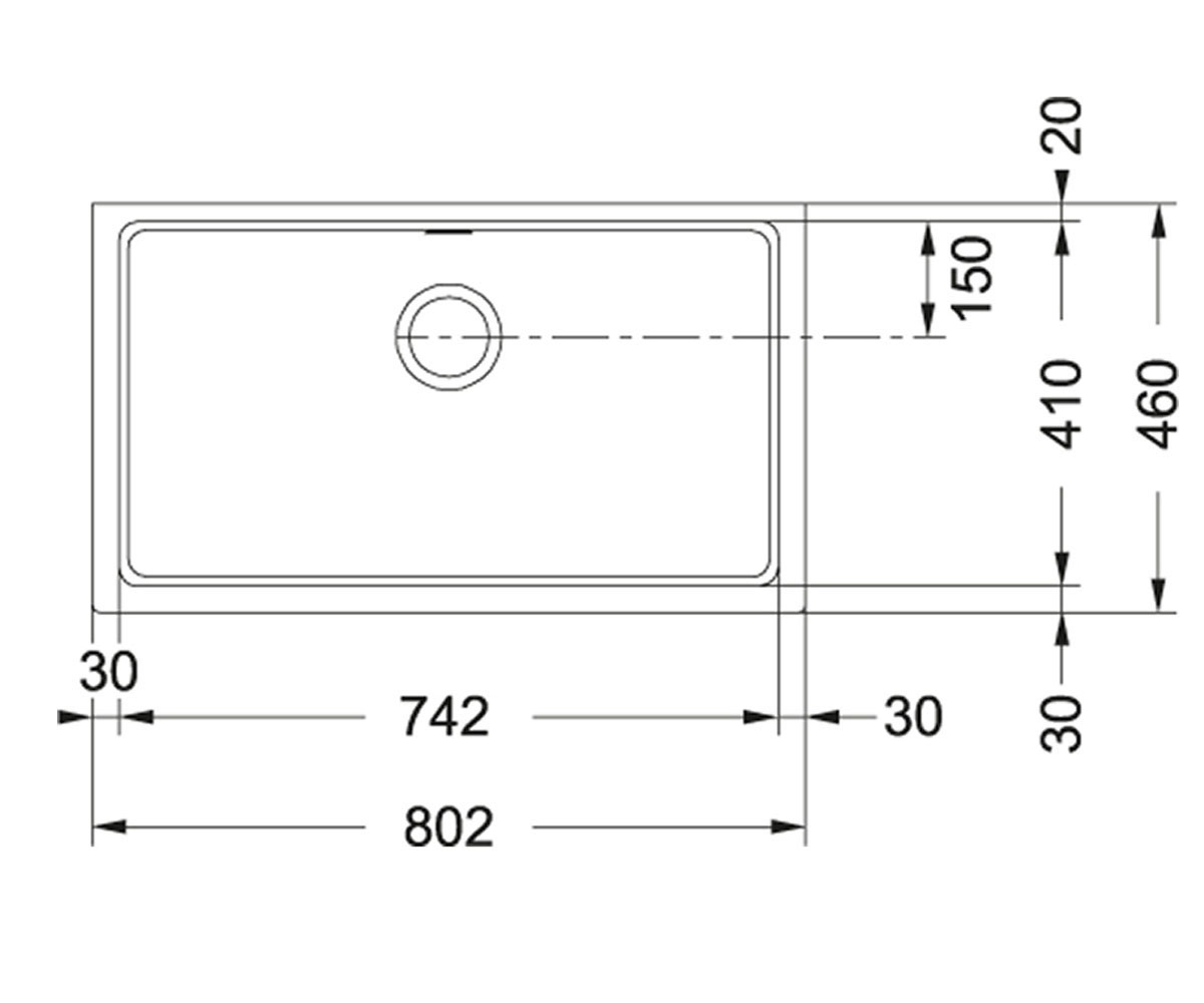 Кухонная мойка  KUBUS KBG 110-70 125.0499.009:Чертеж 