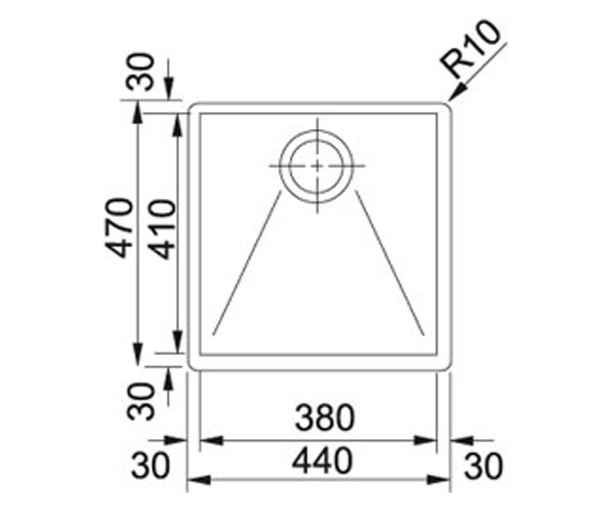 Врезная прямоугольная мойка  PLANAR PPX 210-44 127.0198.311:Чертеж 