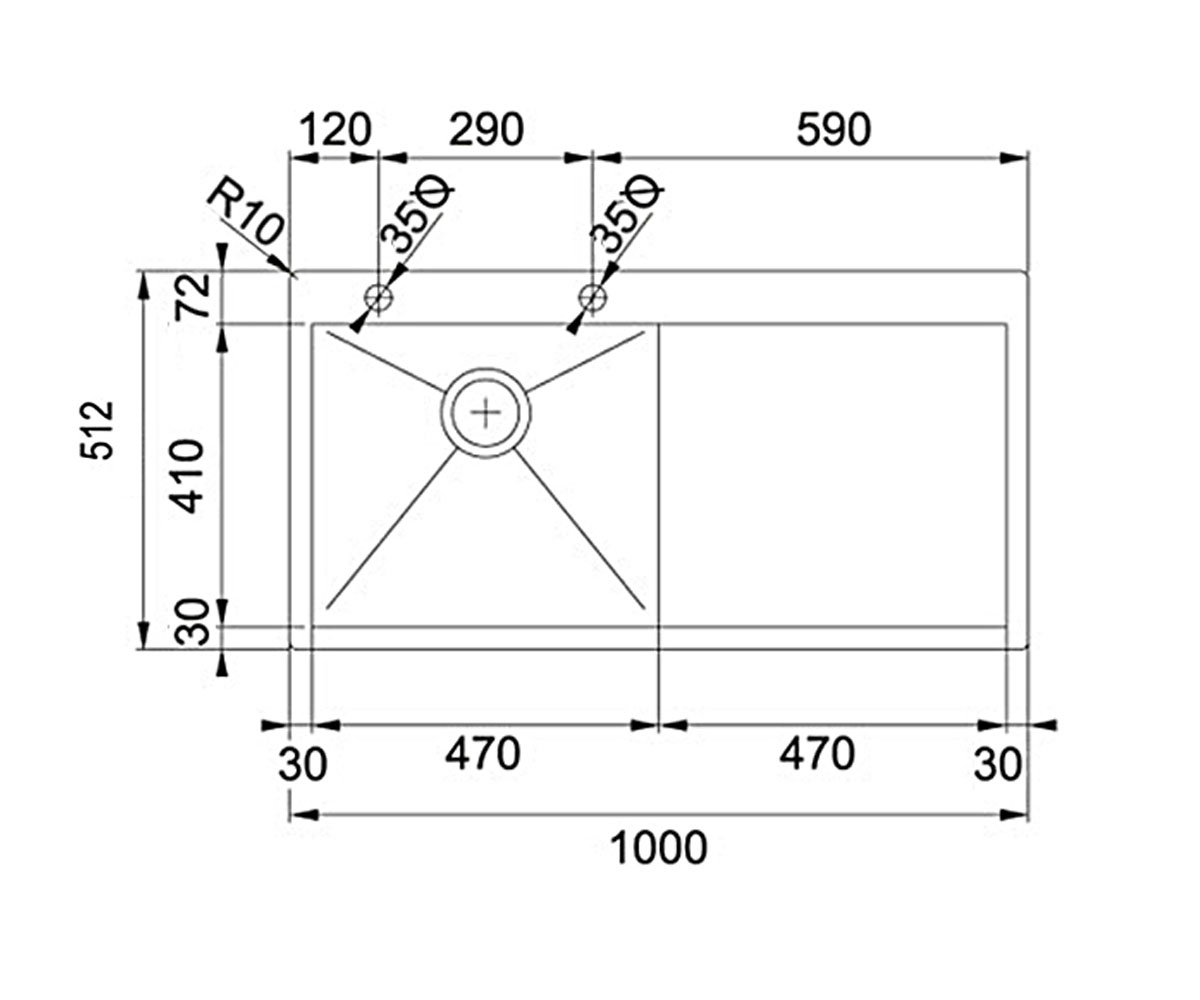 Кухонная мойка  PLANAR PPX 211 TL 127.0203.464:Чертеж 