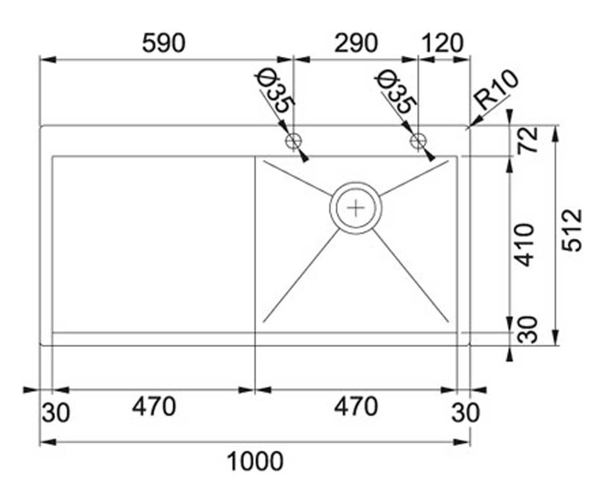 Мойка для кухни  PLANAR PPX 211 TL 127.0203.465:Чертеж 