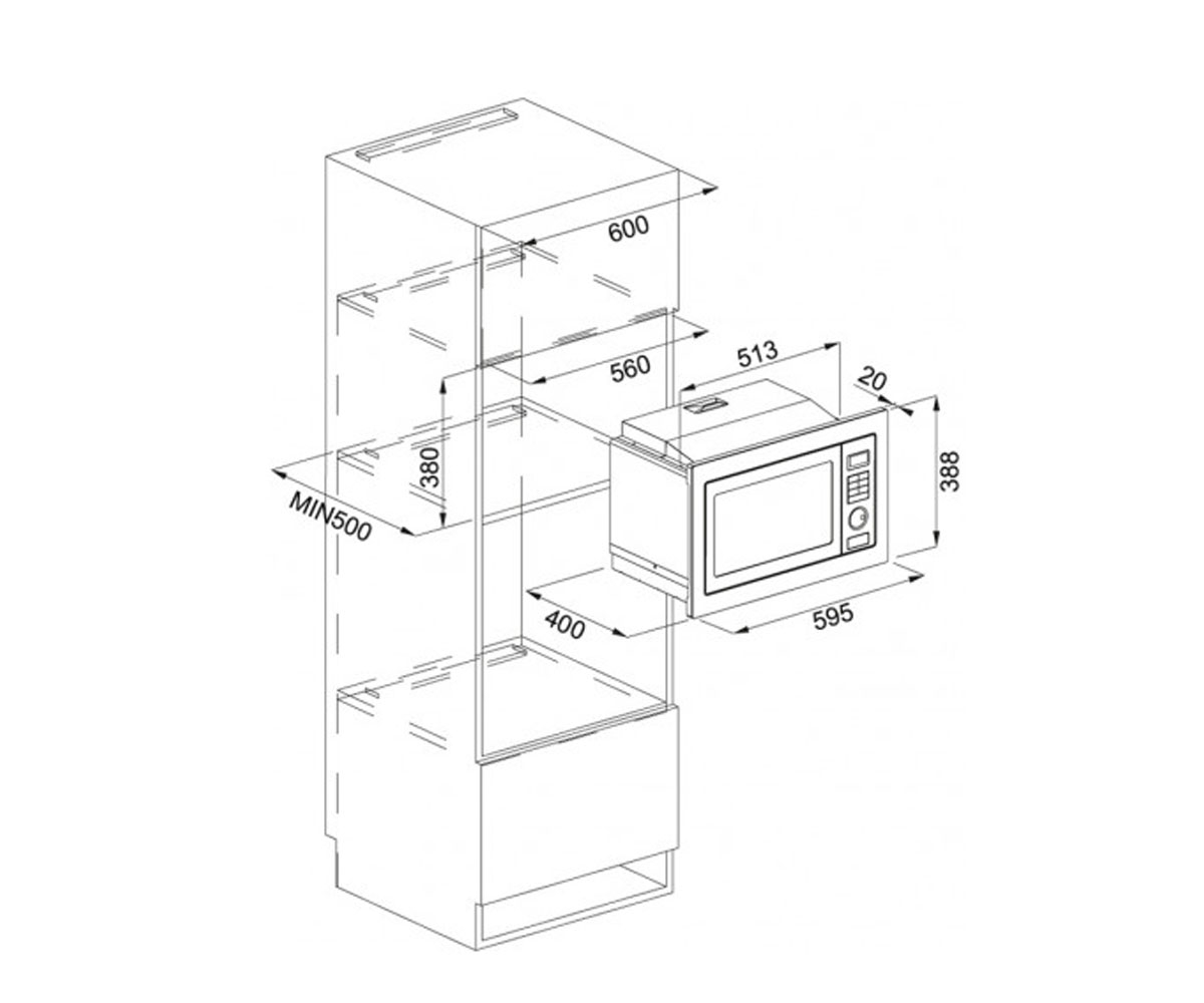 Микроволновая печь с грилем  SMART FMW 20 SMP G XS 131.0574.627:Чертеж 