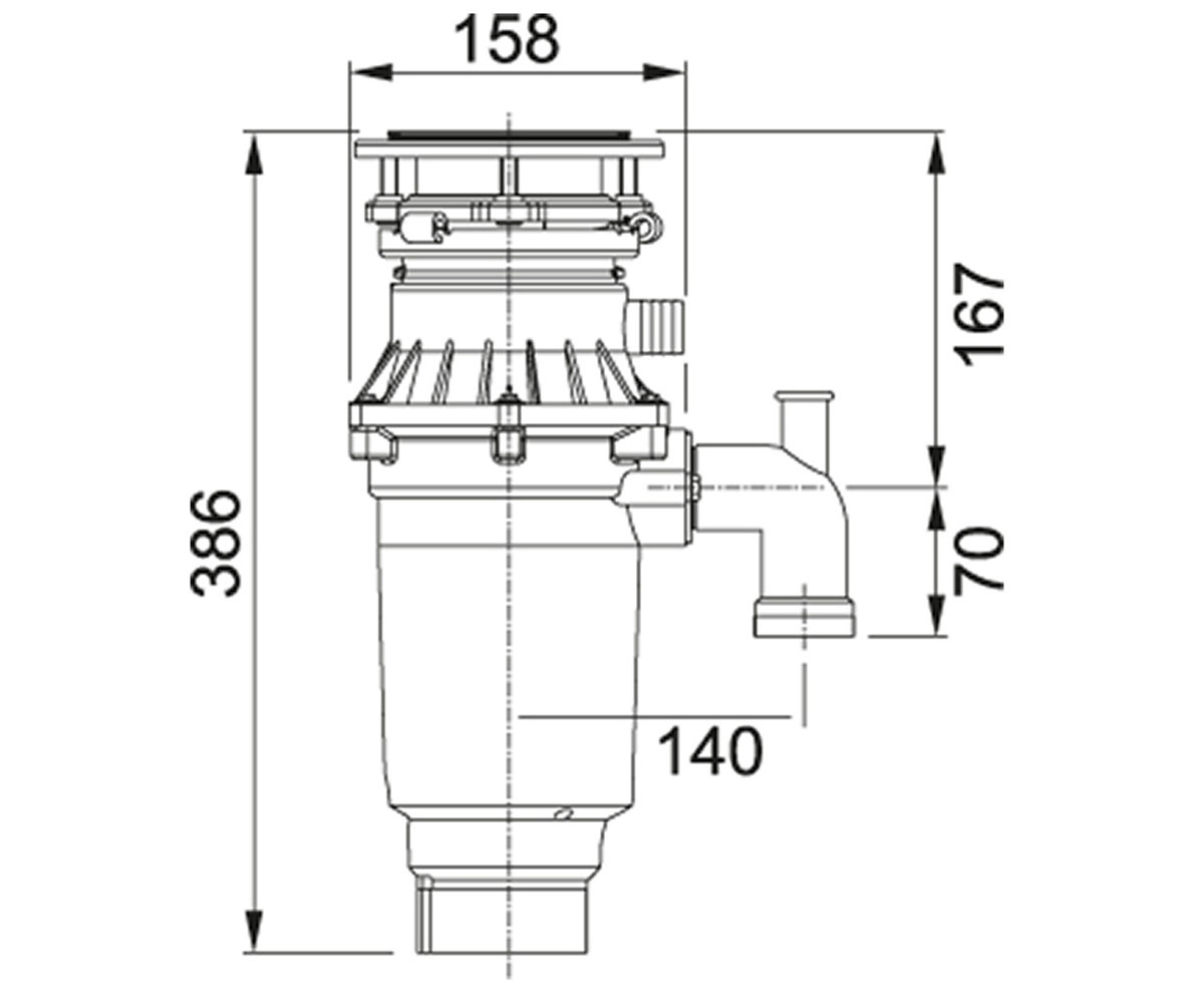 Диспоузер для мойки  TURBO ELITE SLIMLINE TE-75S 134.0607.344:Чертеж 