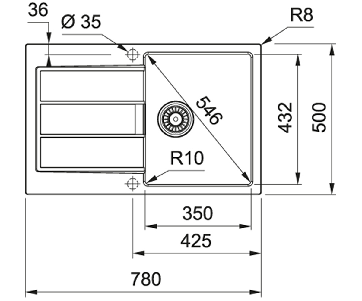 Мойка с сифоном  SIRIUS 2.0 S2D 611-78 143.0621.190:Чертеж 