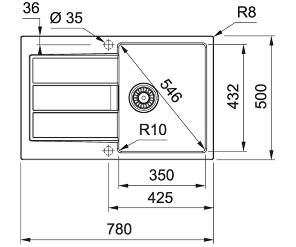 Мойка с сифоном  SIRIUS 2.0 S2D 611-78 143.0621.332:Чертеж 