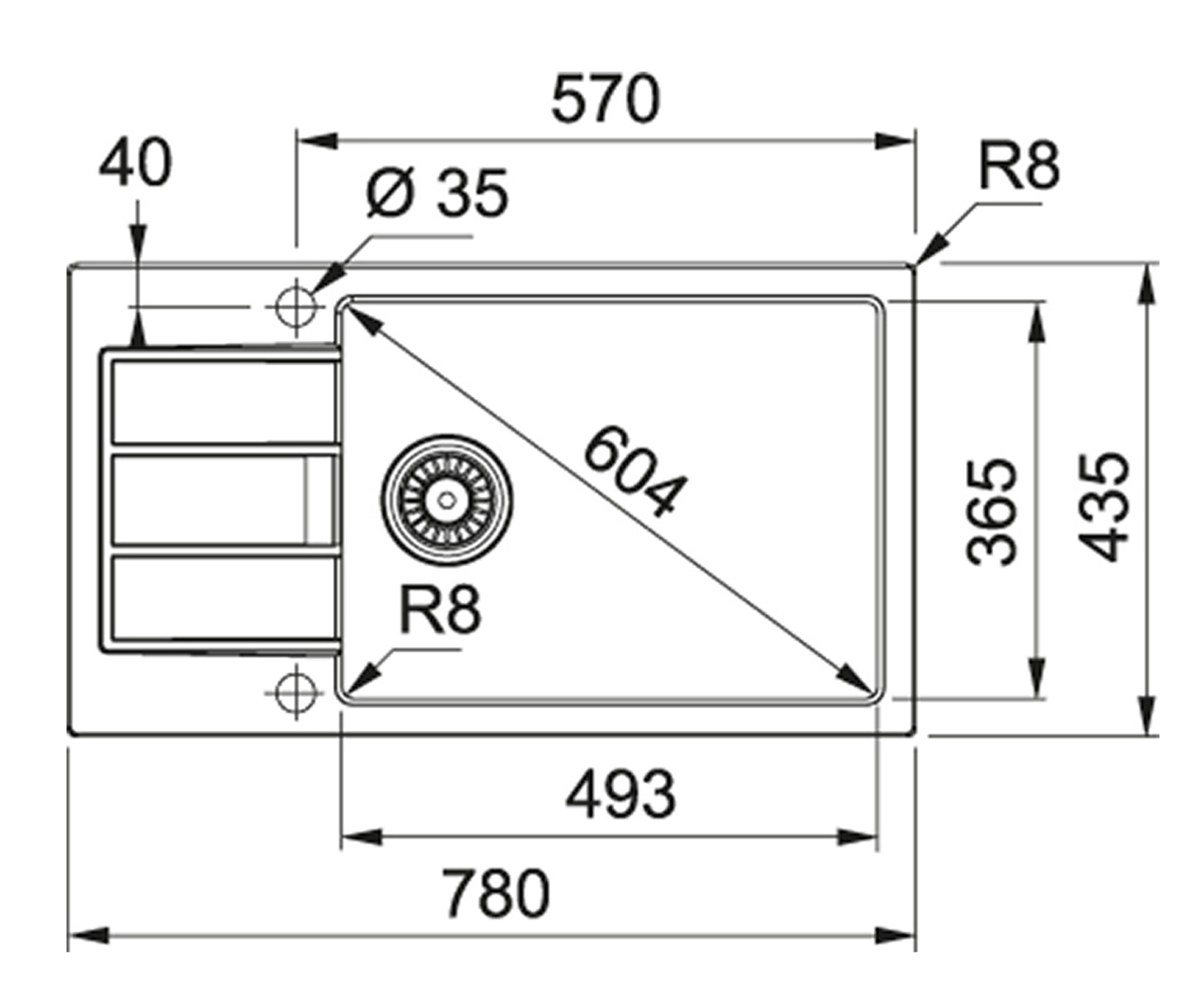 Мойка с сифоном  SIRIUS 2.0 S2D SLIM 611-78 XL 143.0627.388:Чертеж 