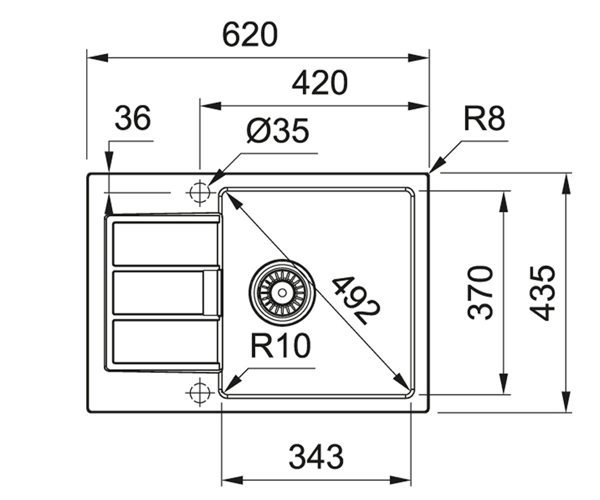 Мойка с сифоном  SIRIUS 2.0 S2D SLIM 611-62 143.0631.682:Чертеж 